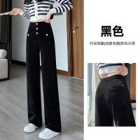 ราคา กางเกงขาม้าผ้าลูกฟูกสำหรับผู้หญิงสไตล์เกาหลีกางเกงขายาวขาตรงลำลองทรงหลวมเอวสูง (21729025621)