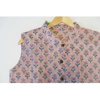 ราคา เสื้อคอปีน แขนกุด เนื้อผ้าคอตตอนอินเดีย พิมพ์ลายบล็อกไม้จากอินเดีย (21830706684)