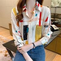 ราคา Korean Shirt Women Long Sleeve Chiffon Blouse Casual Retro Printed Loose Top Ladies Fashion Shirts (9926533982)