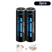 ราคา แบตเตอรี่ แบตเตอรี่แบบชาร์จไฟได้ USB แบตเตอรี่แบบชาร์จไฟได้ แบตเตอรี่แบบชาร์จเร็วความจุสูง สายชาร์จ USB ไม่ต้องใช้เครื่องชาร์จ 1 5 V AA AAA (20105601709)