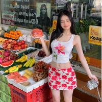 ราคา Cici 2529 กระโปรงสั้นลายดอกสีสันสดใส มีซับใน ซิบข้าง สไตล์สาวฮาวาย (24396727330)