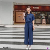 ราคา TT9677 จั้มสูทยีนส์เทียมผูกเอว (23068790002)