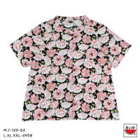 ราคา แตงโม SUIKA เสื้อแตงโมคอจีนผ่าหน้าแขนสั้นพิมพ์ลายดอกไม้ M J 129 (23960555794)