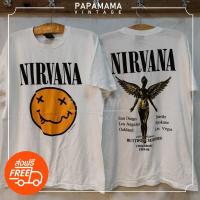 ราคา NIRVANA SMILEY เสื้อวินเทจ เสื้อทัวร์ วงร๊อค ป้าย giant made in USA papamama vintage shirt (23535526514)