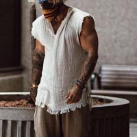 ราคา Mens Tank Top O neck Tassel Hem Sleeveless Shirts Cotton Linen Vest Tops Loose Fit Bohemian Beach Wear Vacation Casual Shirt (20146385722)