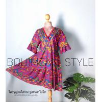 ราคา ชุดเดรสสั้นสไตล์โบฮีเมียน เดรสผู้หญิงไปเที่ยวทะเล เดรสสาวอวบ เดรสลายดอกไม้ เดรสผ้าสปัน เดรสอินเดีย (18716213737)