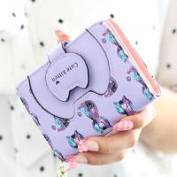 ราคา กระเป๋าสตางค์หนัง PU ลายแมวสั้นพับได้สำหรับผู้หญิง กระเป๋าสตางค์แบบหัวเข็มขัดขนาดใหญ่ กระเป๋าสตางค์แบบยูนิคอร์นสุดเก๋ (22894122551)