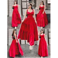 ราคา เดรสเจ้าหญิง ชุดแดง คริสมาสต์ เดรสสีแดง เดรสยาว ชุดเที่ยว ชุดไปทะเล วาเลนไทน์ ตรุษจีน ชุดออกงาน (16989028517)