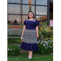 ราคา ชุดเดรสลายไทย อก 50 นิ้ว ชุดเดรสพื้นเมืองประยุกต์ (23957900029)