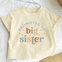 ราคา big sister 2025 print Retro kids t shirt Pregnancy announcement tee casual fashion short sleeve child tees shirt summer clothes (23022162065)