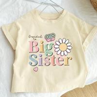 ราคา big sister 2025 print Retro kids t shirt Pregnancy announcement tee casual fashion short sleeve child tees shirt summer clothes (23022065415)
