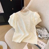 ราคา เสื้อเสื้อยืดถักแขนสั้นลายกากเพชรฝรั่งเศสสำหรับ2024สำหรับผู้หญิงใส่ในฤดูร้อน (23417088557)