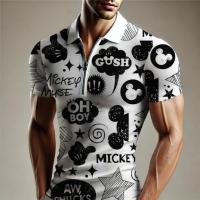 ราคา Disney Mickey Mouse พิมพ์เสื้อโปโลผู้ชาย SLIM FIT Mens POLO Tees ฤดูร้อนใหม่ Casual หลวมผู้ชายเสื้อกันหนาวผู้ชายเสื้อผ้า Tops (24334521812)
