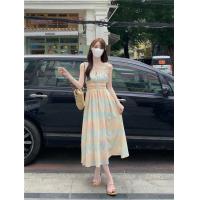 ราคา ชุดเดรสยาว ชุดเดรสสไตล์ฝรั่งเศส พิมพ์ลาย เหมาะสำหรับใส่เที่ยวทะเล (22687674981)