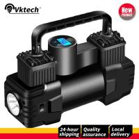 ราคา 12V 150PSI Car Tire Pump Dual Cylinder Heavy Duty Deluxe Portable Metal Air Compressor with LED Light Car Tyre Inflator (24439880710)