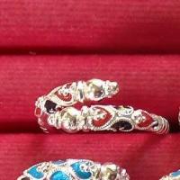 ราคา แหวนเงินหางช้างลงยา ลายน่ารัก น่าLOVE เงินแท้99 99 ฟรีไซส์ งานสุโขทัยแท้ (17487325739)