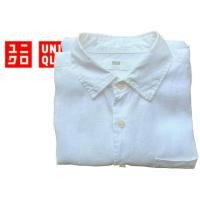 ราคา เสื้อเชิ๊ตสีขาวผ้าลินิน Uniqlo เสื้อเชิ๊ตแขนยาว ส่งไว second hand (19154141784)