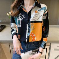 ราคา Vintage Shirt Women Korean Style Casual Printed Blouse Long Sleeve Chiffon Ladies Tops Loose Shirts (9916017211)