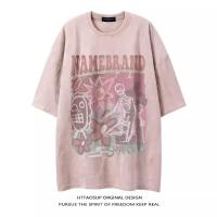 ราคา DONGYANSHIJIA เสื้อยืดแขนสั้นผู้ชาย ลายหัวกระโหลกสไตล์ย้อนยุคอเมริกัน ผลิตจากหนังกลับคุณภาพสูง แขนสั้น (21510725405)