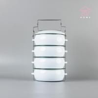 ราคา ปิ่นโต ปิ่นโตทรงโอ่ง ปิ่นโตเคลือบ ทรงบุษบา 14cm x 4ชั้น ตรานกเพนกวิน (19414542117)
