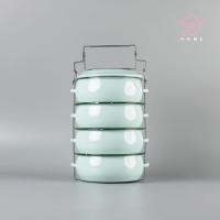 ราคา ปิ่นโต ปิ่นโตทรงโอ่ง ปิ่นโตเคลือบ ทรงบุษบา 14cm x 4ชั้น ตรานกเพนกวิน (19414542119)