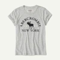 ราคา Abercrombie Fitch สำหรับผู้หญิงเสื้อยืดสวมสบายลำลองพิมพ์ลายผ้าฝ้ายแขนสั้น (21279773374)