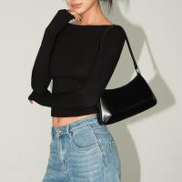 ราคา IELGY เสื้อยืดแขนยาวรัดรูปสีดำสำหรับผู้หญิงเสื้อเอวลอยเข้ารูป (22949445176)