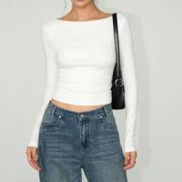 ราคา IELGY เสื้อยืดแขนยาวรัดรูปสีดำสำหรับผู้หญิงเสื้อเอวลอยเข้ารูป (22949445182)