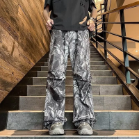 ราคา กางเกงขาตรงขากว้างสำหรับผู้ชายกางเกงสไตล์ญี่ปุ่นแนววินเทจสีดำสีขาวกางเกงขายาวลายสก็อตฤดูใบไม้ร่วง (22604056526)