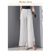 ราคา Ruidiandian กางเกงเอวสูงผ้าชีฟองขากว้างกางเกงผ้าชีฟองทรงหลวมหรูหราเอวสูงกางเกงขายาวผ้าชีฟองผ่าข้างกางเกงขากว้างลำลอง (14231086526)