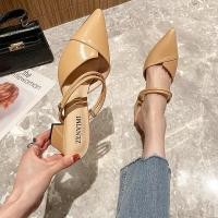 ราคา YoungShoes รองเท้าส้นสูงสตรี ส้นหนา และปลายแหลม สูง 4 ซม รองเท้าแตะหัวแหลมฤดูร้อนสำหรับผู้หญิง สวมใส่ง่าย (22154963012)