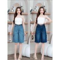 ราคา กางเกงขาสั้นยีนส์ขาสั้นวินเทจ กระเป๋าคาร์โก้ (24058896673)
