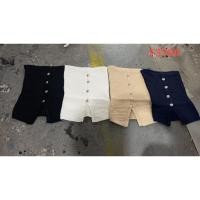 ราคา Cici F376 เสื้อเกาะอกแต่งกระดุมเพชรกระดุมหลอกผ้าทออย่างดี สไตล์ลูกคุณหนู (24154120095)