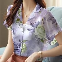 ราคา ฮาวาย ซัมเมอร์ เสื้อชีฟองผ้าบาง ลายดอกไม้สีพาสเทล เสื้อบางเบาสบาย สไตล์ฝรั่งเศส จัดส่งเร็ว (24255519761)