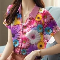 ราคา 2568 เสื้อเชิ้ตชีฟองพิมพ์ลายดอกแฟชั่นผู้หญิง เบาสบายสไตล์ลำลอง เสื้อชีฟองผ้าบาง ลายดอกไม้สไตล์วินเทจ เสื้อเชิ้ตชีฟอง (24242728253)