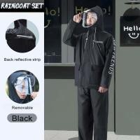 ราคา ชุดกันฝนแบบแยกส่วนสำหรับขี่มอเตอร์ไซค์และจักรยาน ขนาดใหญ่ ทนทานต่อฝนตกหนัก อุปกรณ์กันฝนสำหรับคนขี่จักรยานยนต์ ชุดกันฝนและกางเกงกันฝน (24516303200)