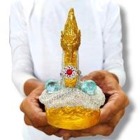 ราคา พญานาคราชประทานทรัพย์ 1เศียร พระวรกายประดับกากเพชรสีขาว บูชาและผ่านพิธีมาจากคำชะโนด งานเรซิ่นลงสีปิดทองแต่งองค์ (19634412479)