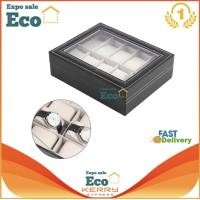 ราคา Eco Home กล่องนาฬิกา กล่องเก็บนาฬิกาข้อมือ กล่องใส่นาฬิกา 10 เรือน ฝากระจก กล่องใส่เครื่องประดับ Leather Watch Box Black (693786618)