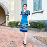 ราคา เดรสผ้าไทย ผ้าทอพิมพ์ลาย เดรสลายไทยสีเหลือง เดรสผ้าไทย ชุดผ้าฝ้าย (22460007517)