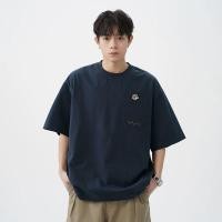 ราคา MNO 9 เสื้อยืดแขนสั้นผู้ชาย oversize T shirt 1465 cotton 100 เสื้อยืดสไตล์ญี่ปุ่น ลายปักการ์ตูน intrend แต่งกระเป๋าหน้าอก (24485045374)