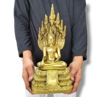 ราคา พระพุทธรูปปางนาคปรก พระประจำวันเสาร์ สีทองโบราณ หน้าตัก 5 นิ้วสูงประมาณ 12 นิ้ว (19756389522)