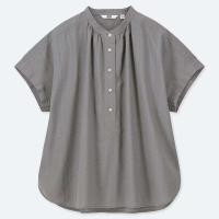 ราคา UNIQLO เสื้อเบลาส์ ผ้าคอตตอน คอจีน แขนสั้น SOFT COTTON SHORTS SLEEVE BLOUSE (21378886537)