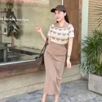 ราคา SpinnyHouse ชุดเซ็ต2ชิ้น งานผ้าไหมพรม เสื้อคอปกโปโลทอลายหัวใจ กระโปรงยาว ผ้าไหมพรมยืด รุ่น ปฏิทิน (23873957719)