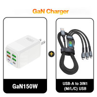 ราคา ชุดชาร์จ 150W 4USB 2PD หัวชาร์จ สายเคเบิลข้อมูล 4in1 QC3 0 PD ชาร์จเร็ว รองรับโปรโตคอลการชาร์จเร็ว เหมาะสำหรับ Android iPhone Samsung VIVO OPPO (22228498399)