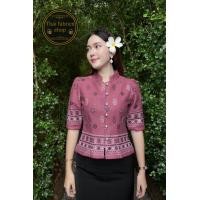 ราคา เสื้อผ้าไทยสีชมพูกะปิสำหรับผู้หญิง เนื้อผ้าฝ้ายอัดกาวอย่างดี ดีเทลคอจีน แขนศอก ทรงเข้ารูป ยกไหล่ แมชกับกางเกงหรือกระโปรง ใส่แล้วดูสง่า สุภาพมาก (23055972399)