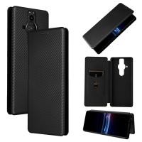 ราคา Sony Xperia Pro I Case EABUY Carbon Fiber Magnetic Closure with Card Slot Flip Case Cover for Sony Xperia Pro I (17043784778)
