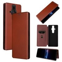 ราคา Sony Xperia Pro I Case EABUY Carbon Fiber Magnetic Closure with Card Slot Flip Case Cover for Sony Xperia Pro I (17043784775)