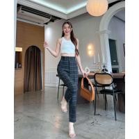 ราคา กางเกง9ส่วนขากระบอกเล็ก ดีทลขอบยื่น ผ้าสก๊อตญี่ปุ่น (22046565824)