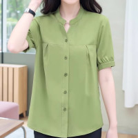 ราคา เสื้อชีฟองผู้หญิงวัยกลางคนแขนสั้น2025ใหม่เสื้อแฟชั่นผ้าชีฟองสวยงามเสื้อเสื้อเชิ้ตตัวเล็กคลุมท้อง (24464688518)