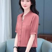 ราคา เสื้อชีฟองผู้หญิงวัยกลางคนแขนสั้น2025ใหม่เสื้อแฟชั่นผ้าชีฟองสวยงามเสื้อเสื้อเชิ้ตตัวเล็กคลุมท้อง (24464688524)